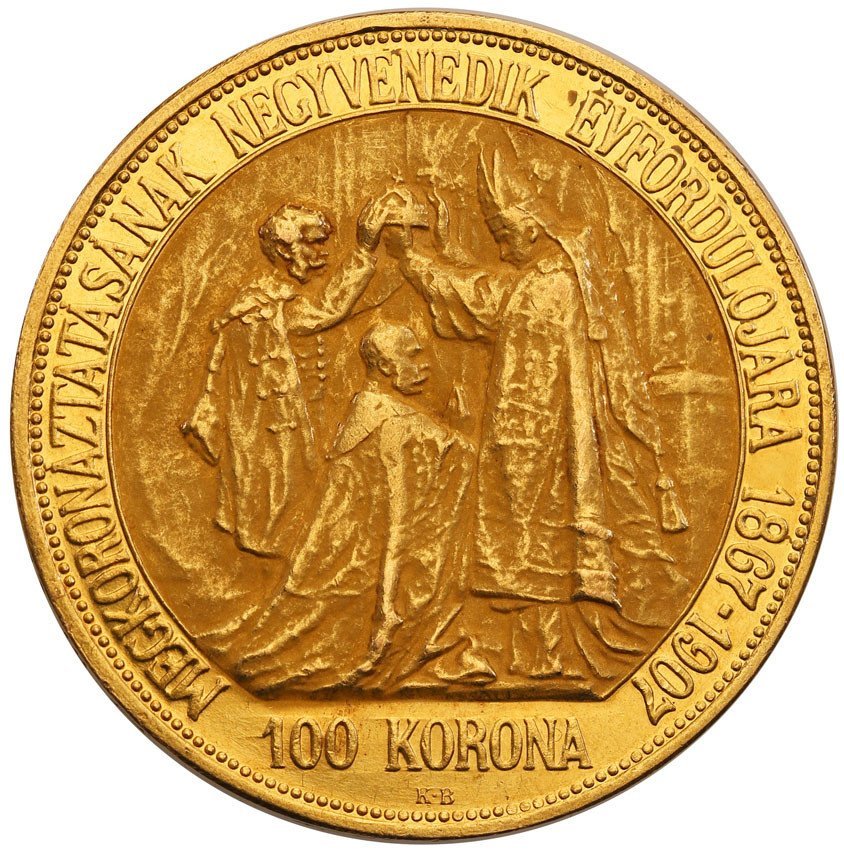 Węgry. Franciszek Józef 100 koron 1907 KB, Kremnica